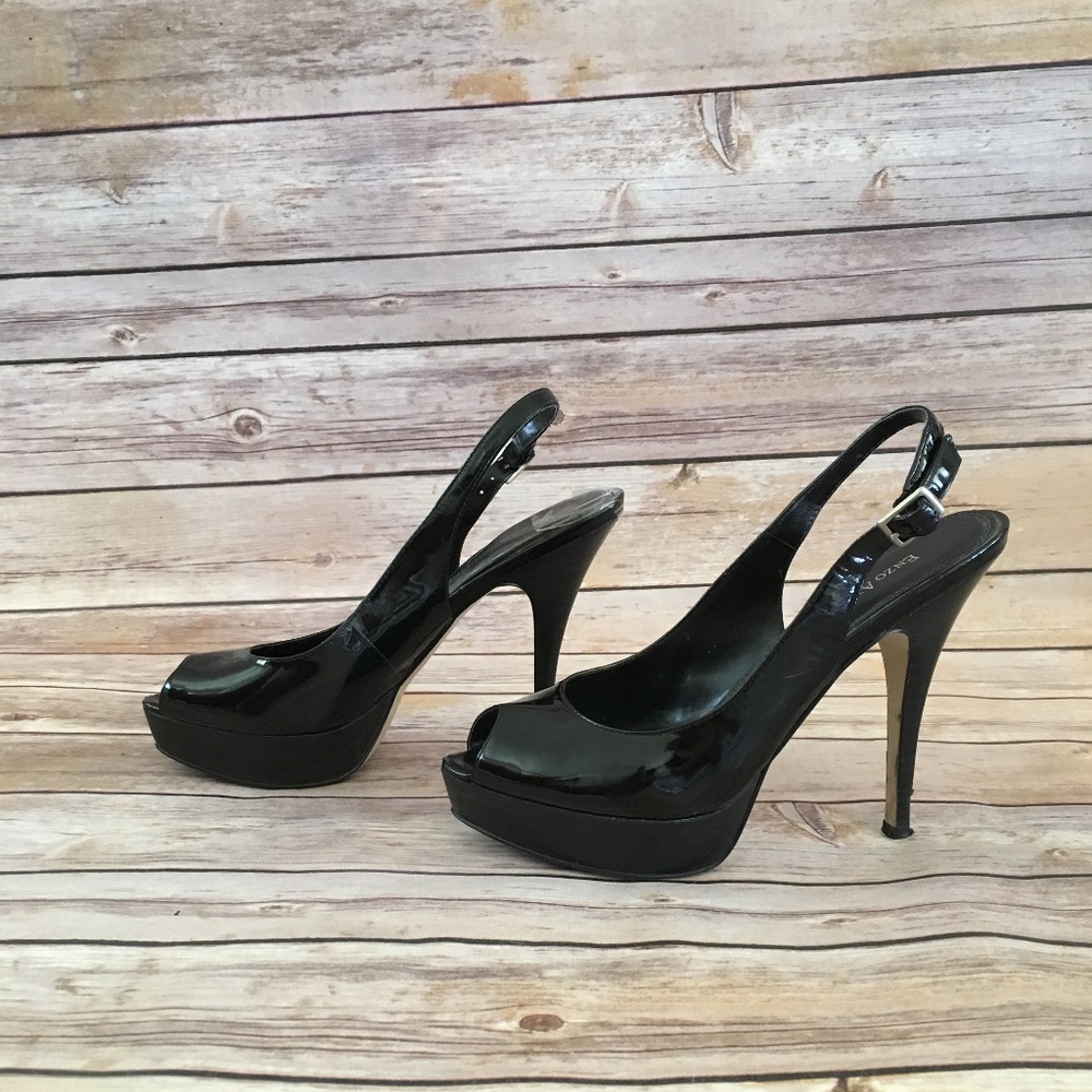 Enzo Angiolini Patent Peep Toe Slingback Stilettos
